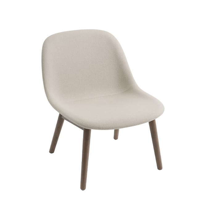 Chaise lounge Fiber wood base - tissu hero 211 beige, pieds en chêne lasuré marron - Muuto