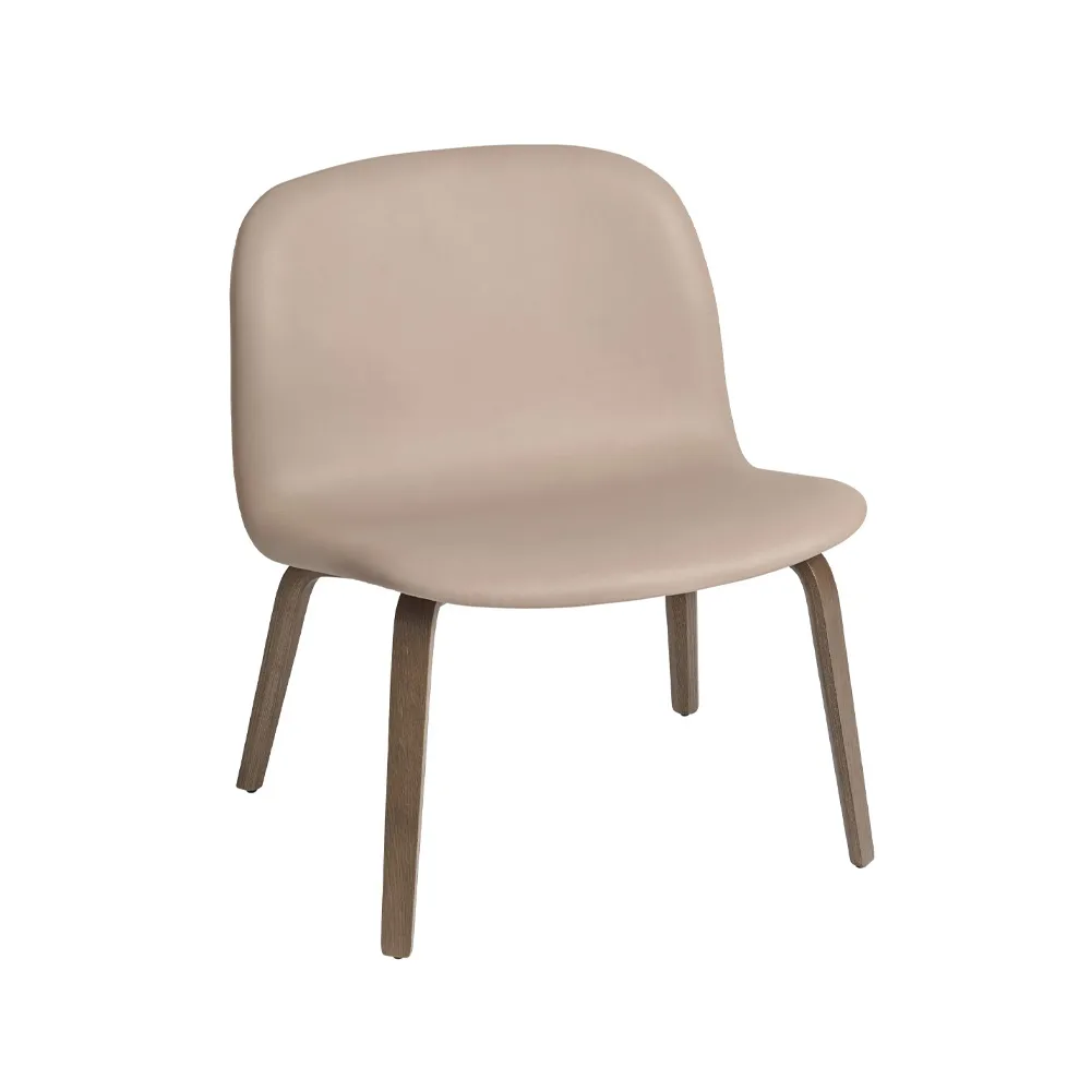 Chaise lounge recouverte de textile Visu, Refine leather beige-Brown oak Muuto