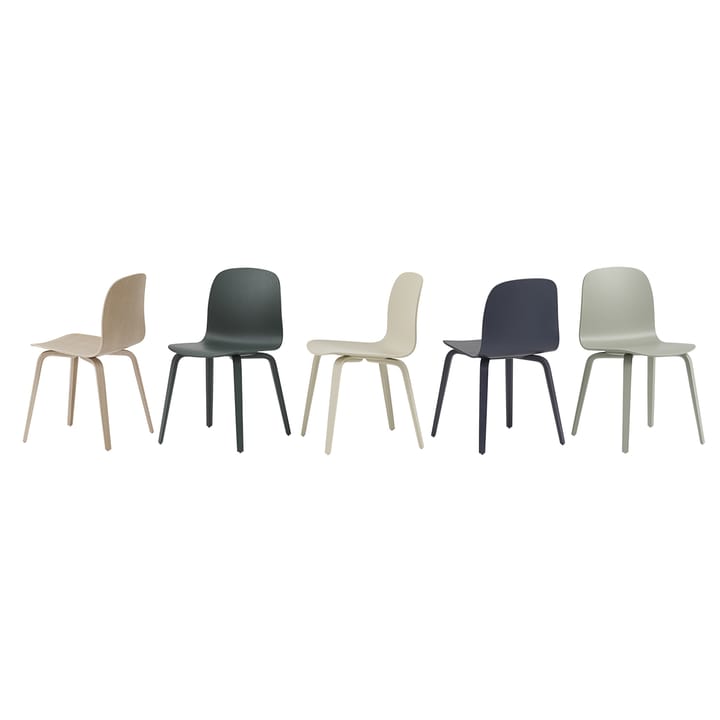 Chaise Visu Chair base en bois, Dark green Muuto