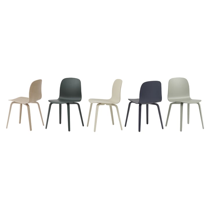 Chaise Visu Chair base en bois, Midnight blue Muuto