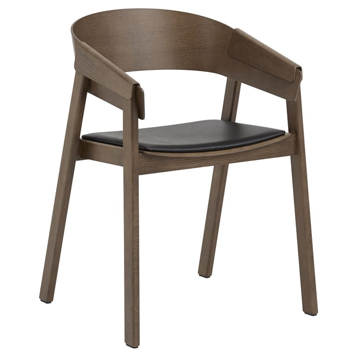Cover Armchair chaise à accoudoirs avec assise en cuir - Brun foncé tacheté de noir - Muuto