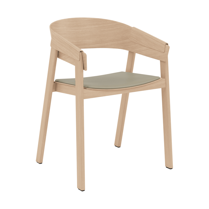 Cover Armchair chaise à accoudoirs avec assise en cuir - Refine leather stone-oak - Muuto