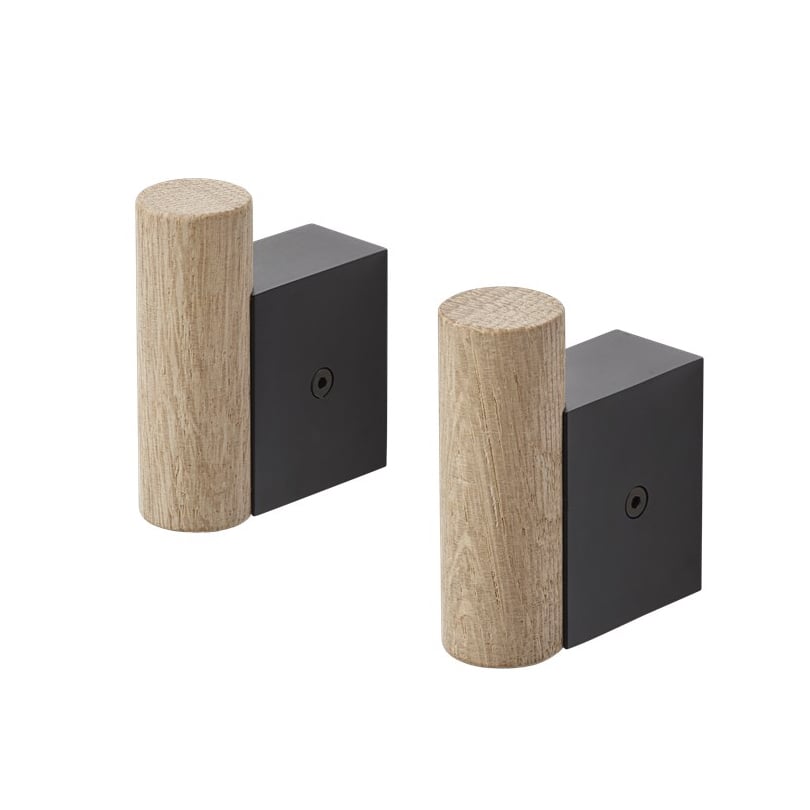 Muuto Crochet Attach Lot de 2 Oak-black | Design Scandinave | Crochets & Portemanteaux muraux | Noir