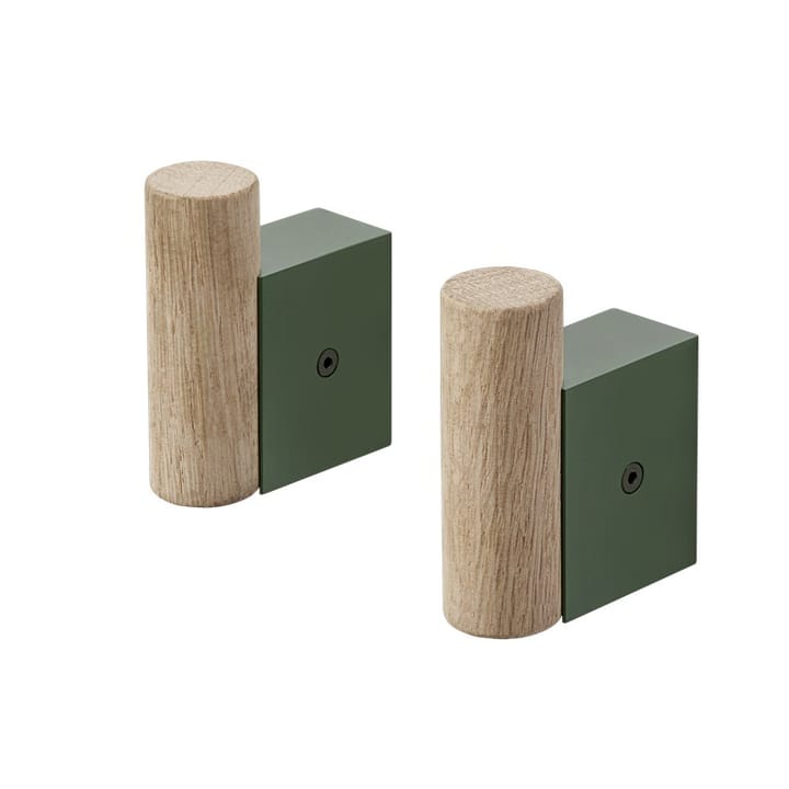 Crochet Attach Lot de 2 - Oak-dark green - Muuto