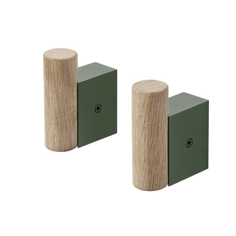 Muuto Crochet Attach Lot de 2 Oak-dark green | Design Scandinave | Crochets & Portemanteaux muraux | Vert