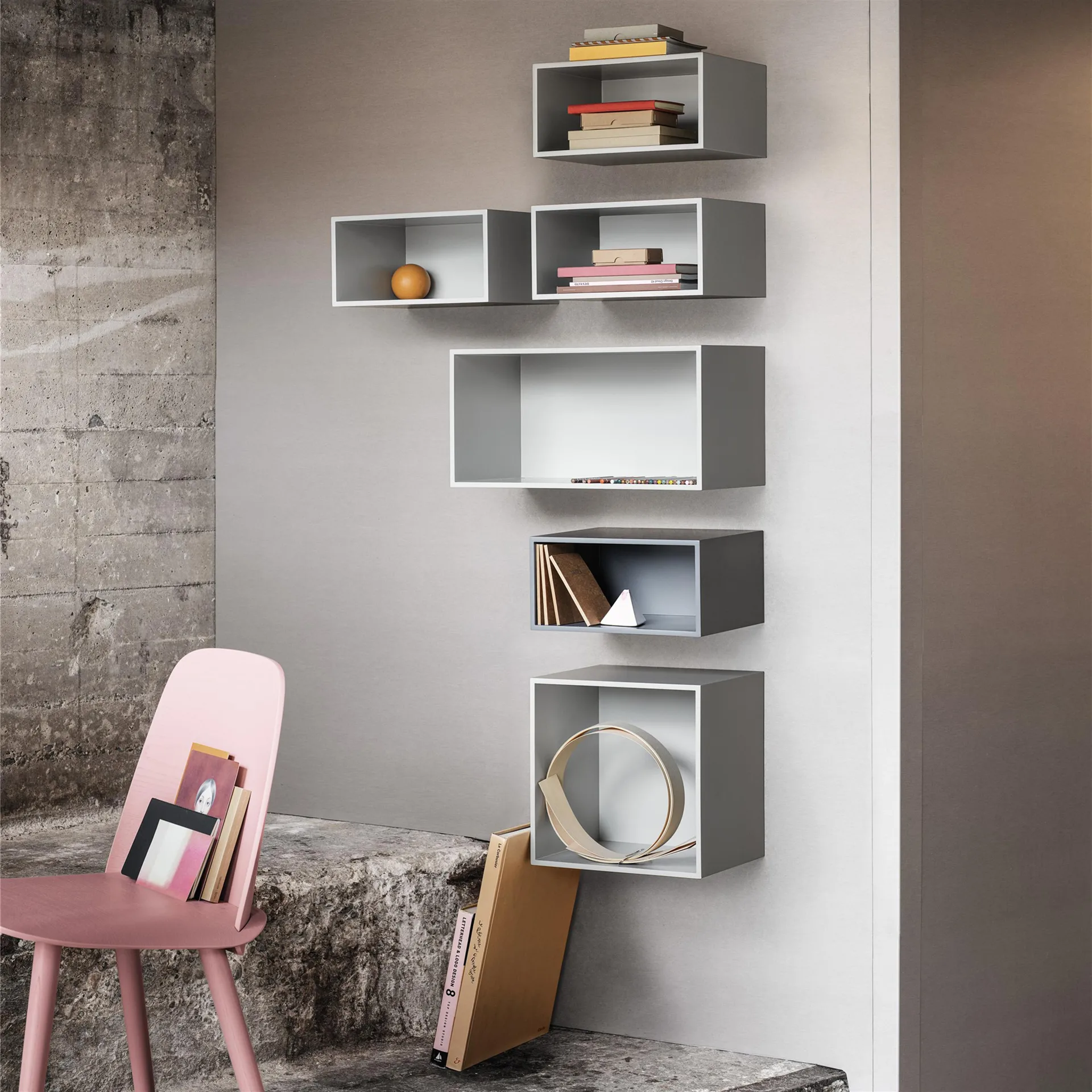 Étagère Mini stacked medium, gris clair Muuto