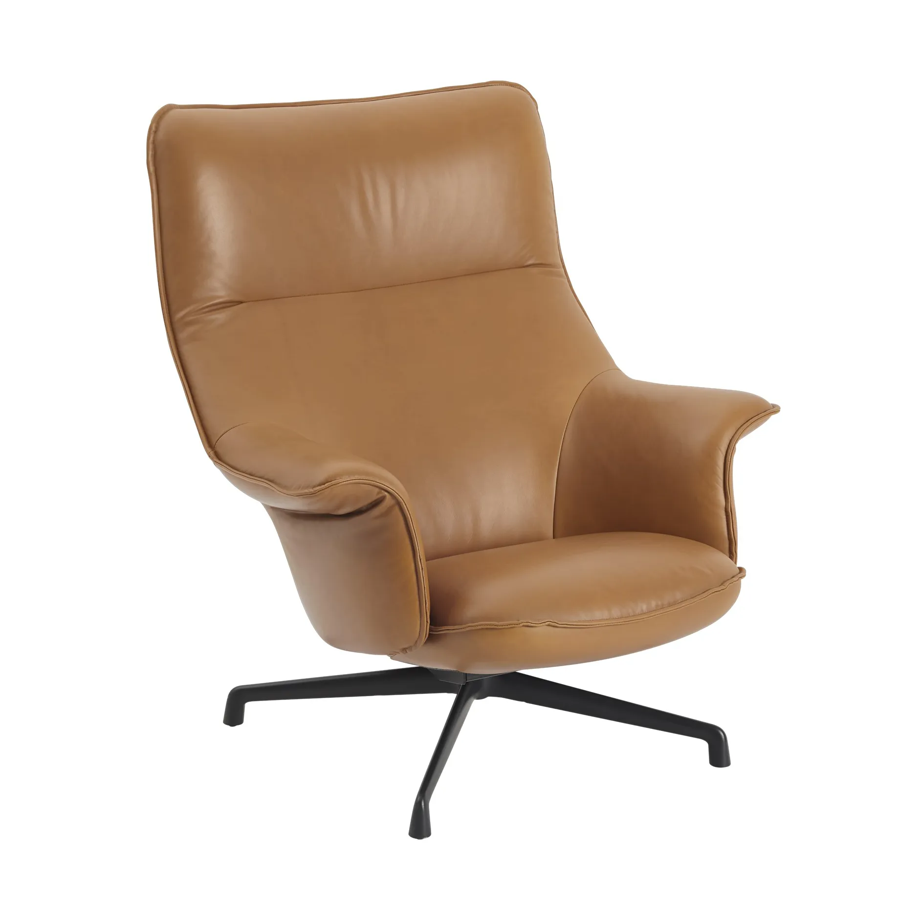 Fauteuil Doze swivel base, Refine leather cognac-black Muuto