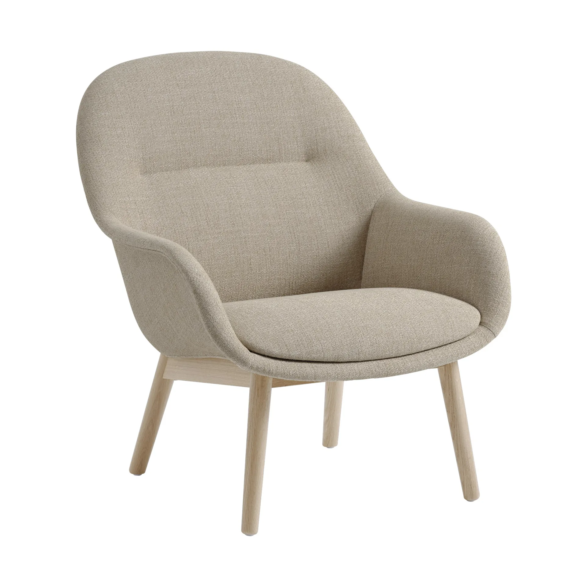 Fauteuil Fiber Lounge avec pieds en chêne, Ecriture 240-grey Muuto
