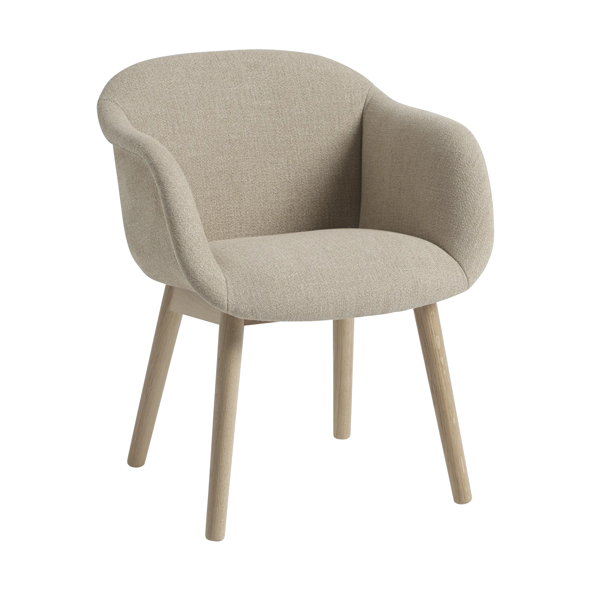 Fauteuil Fiber Soft avec pieds en bois, Ecriture 240/Oak Muuto