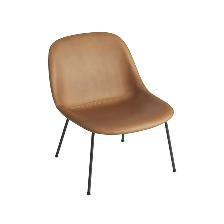 Fauteuil lounge Fiber avec pieds en acier - Refine leather cognac-Black - Muuto