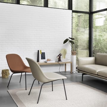 Fauteuil lounge Fiber avec pieds en acier - Refine leather cognac-Black - Muuto