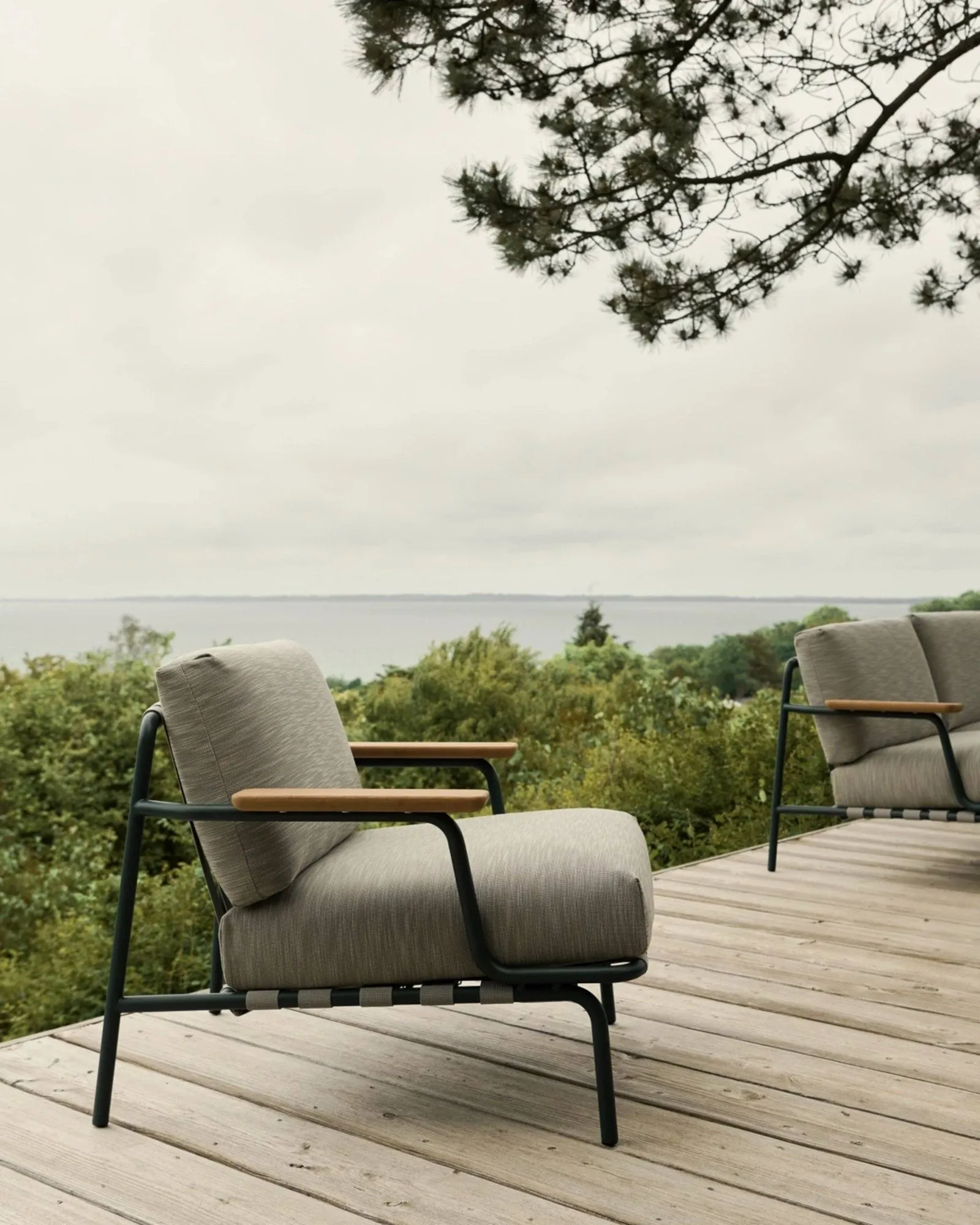 Fauteuil lounge Settle Lounge Chair, Ribbed Weave 2 Dark green Muuto