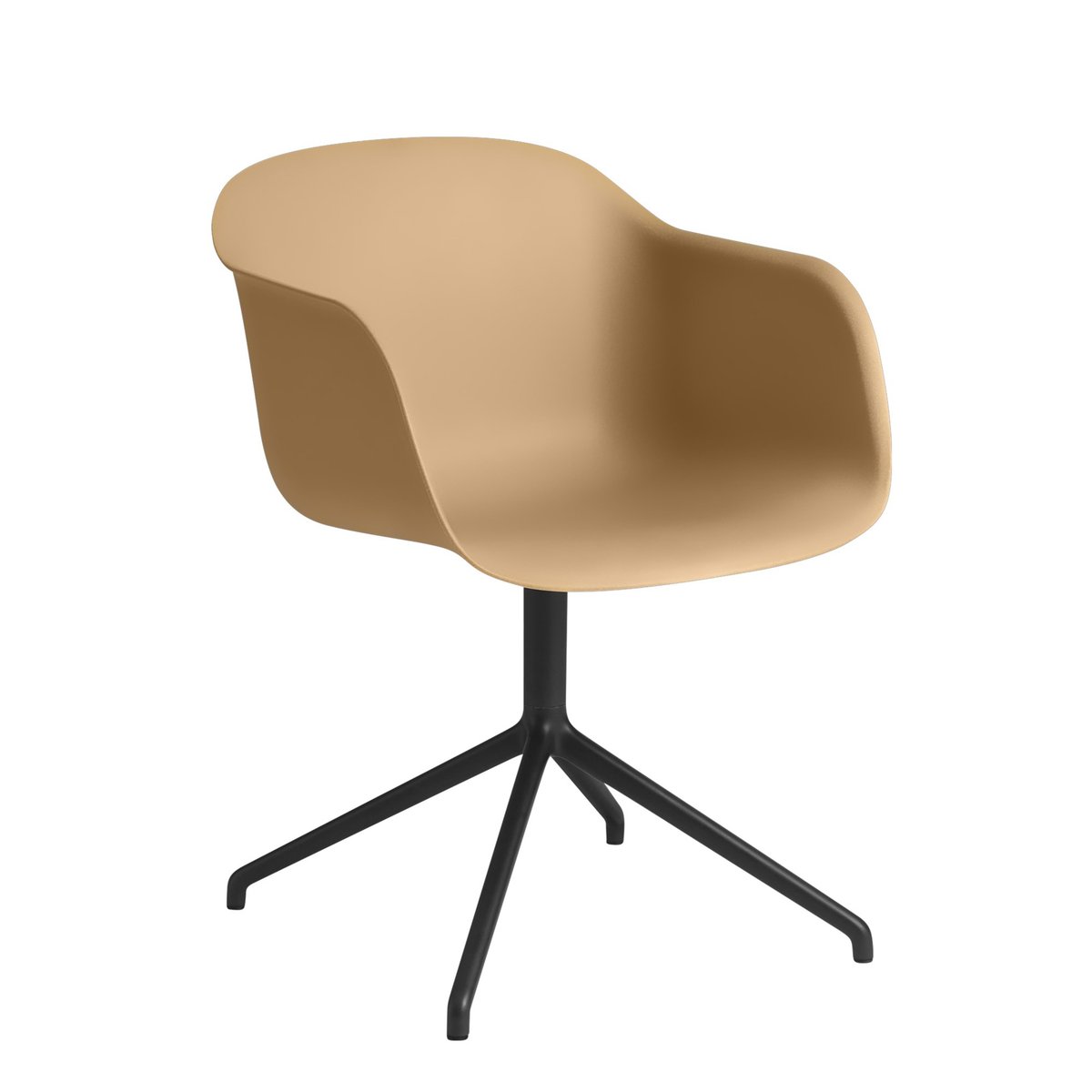 Muuto Fiber armchair avec base pivotante ocre-noir | Design Scandinave | Chaises | Jaune