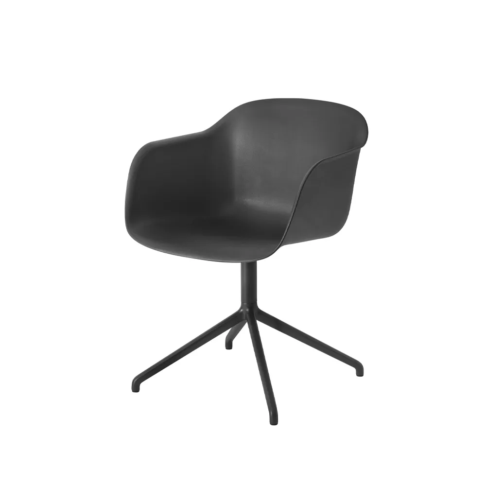 Fiber armchair chaise de bureau avec base pivotante, Black-anthracite black base Muuto