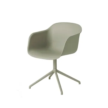 Fiber armchair chaise de bureau avec base pivotante - dusty green, structure verte - Muuto