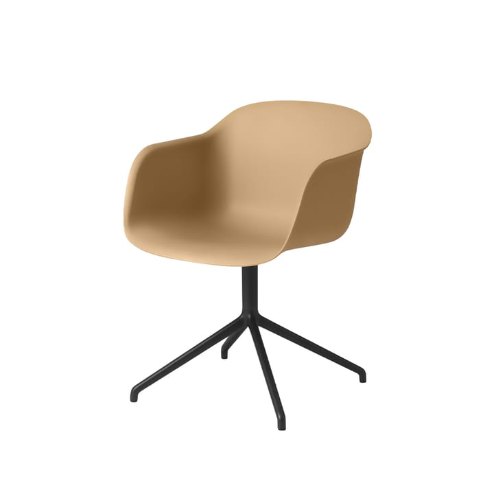 Fiber armchair chaise de bureau avec base pivotante  - ochre, structure noire - Muuto