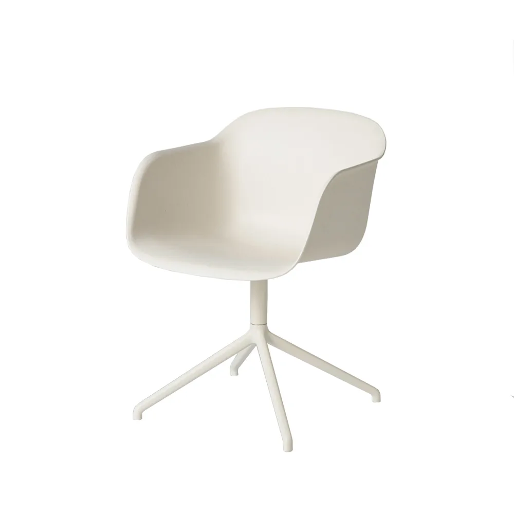 Fiber armchair chaise de bureau avec base pivotante, white, structure blanche Muuto