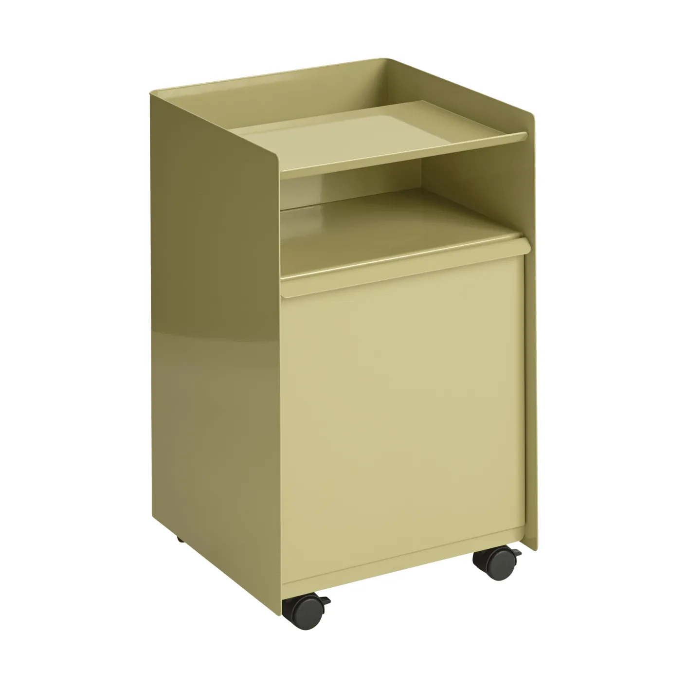 Folded Trolley chariot à roulettes avec tiroir, Beige vert foncé Muuto