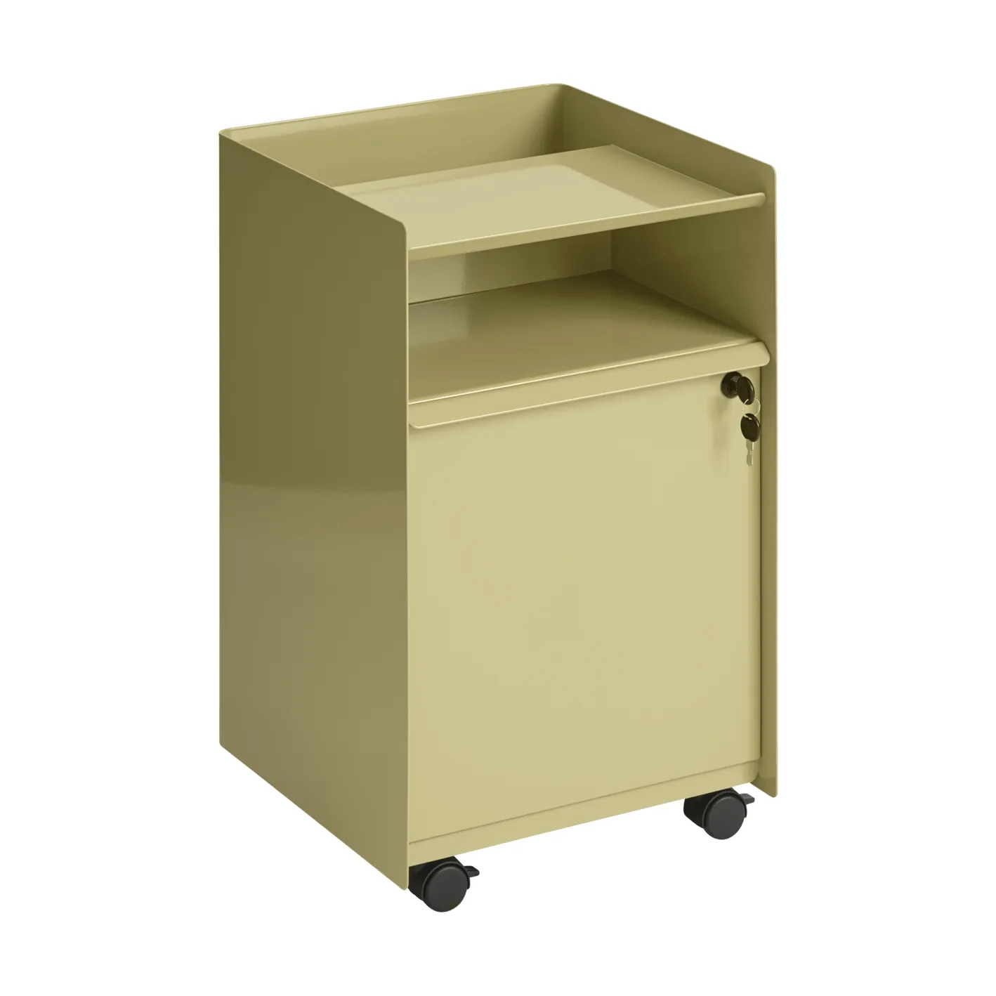 Folded Trolley desserte avec armoire, Beige vert foncé Muuto