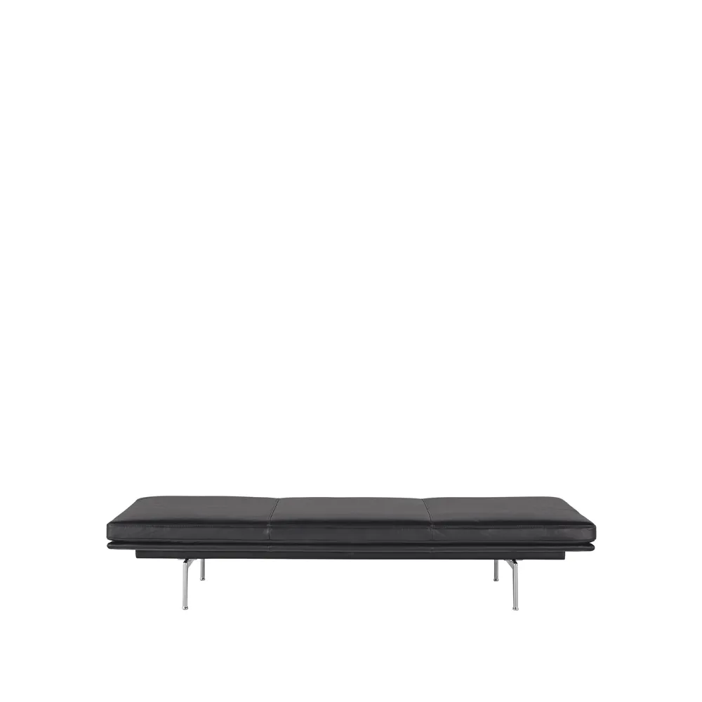 Lit de repos Outline, Refine leather black-Aluminium Muuto