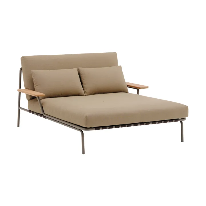 Lit de repos Settle - Ribbed Weave 5-taupe, avec accoudoirs - Muuto