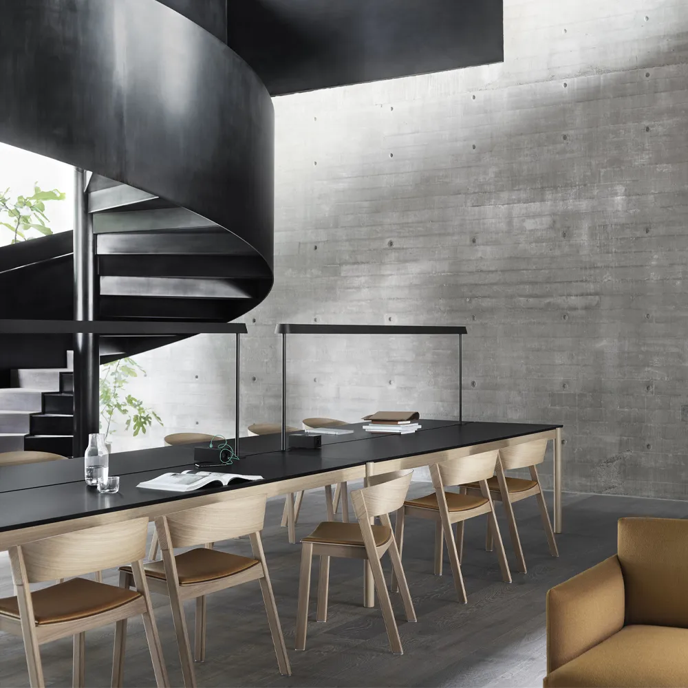 Module de table Linear System End Module, Black-Oak 142x120 cm Muuto