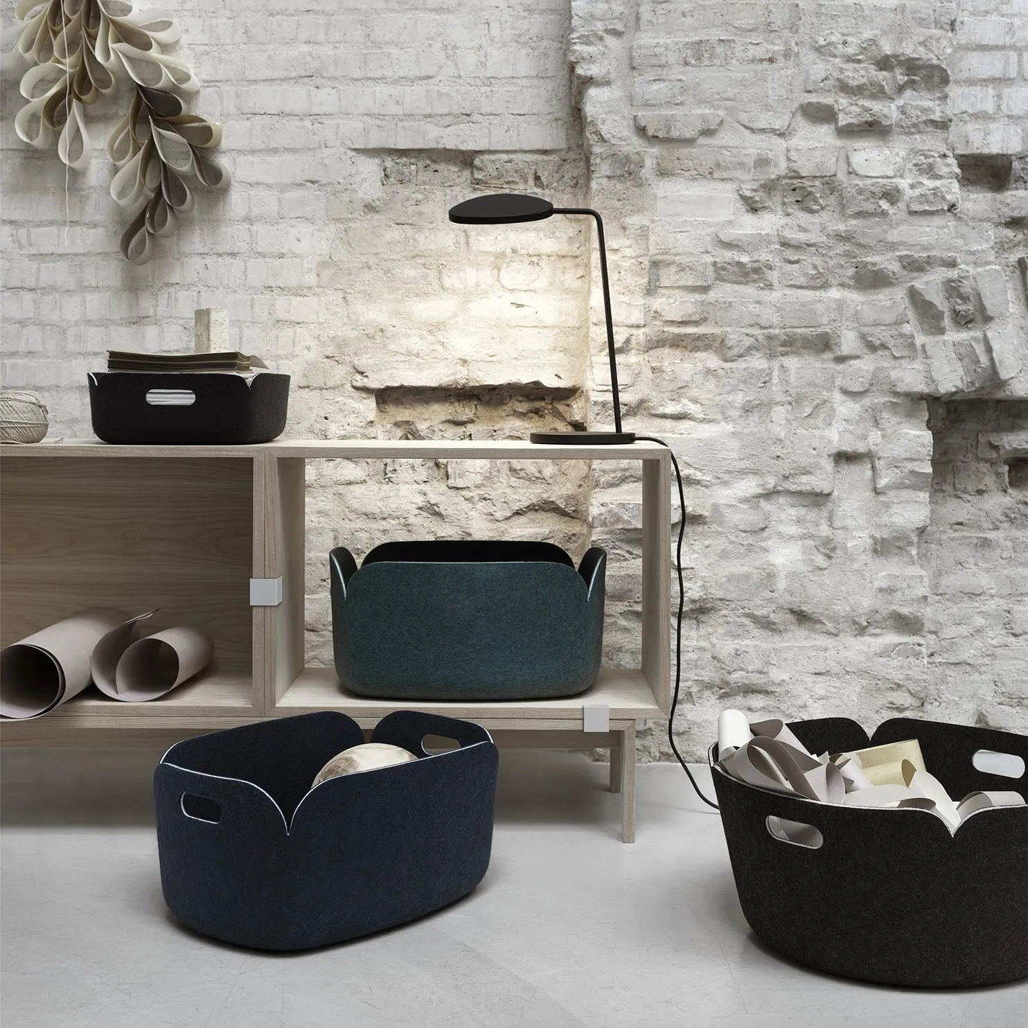 Panier de rangement Restore, rond, noir Muuto