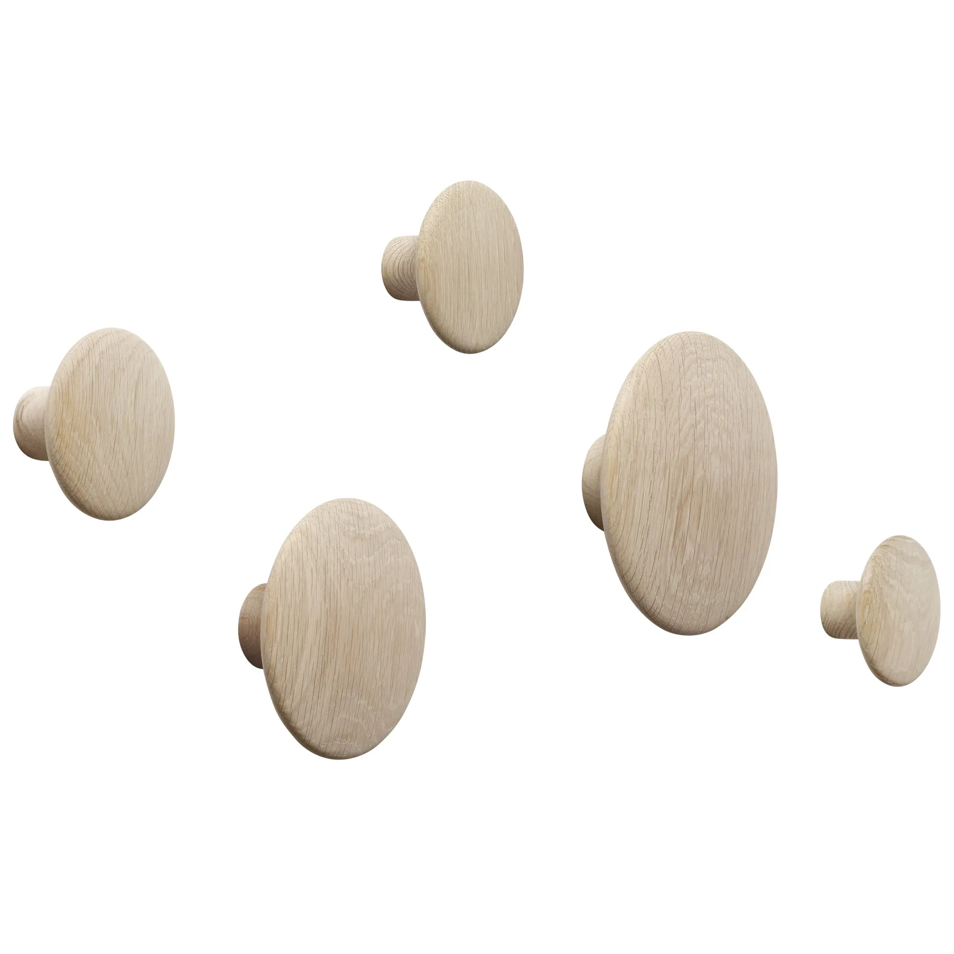 Patère The Dots - lot de 5, chêne Muuto