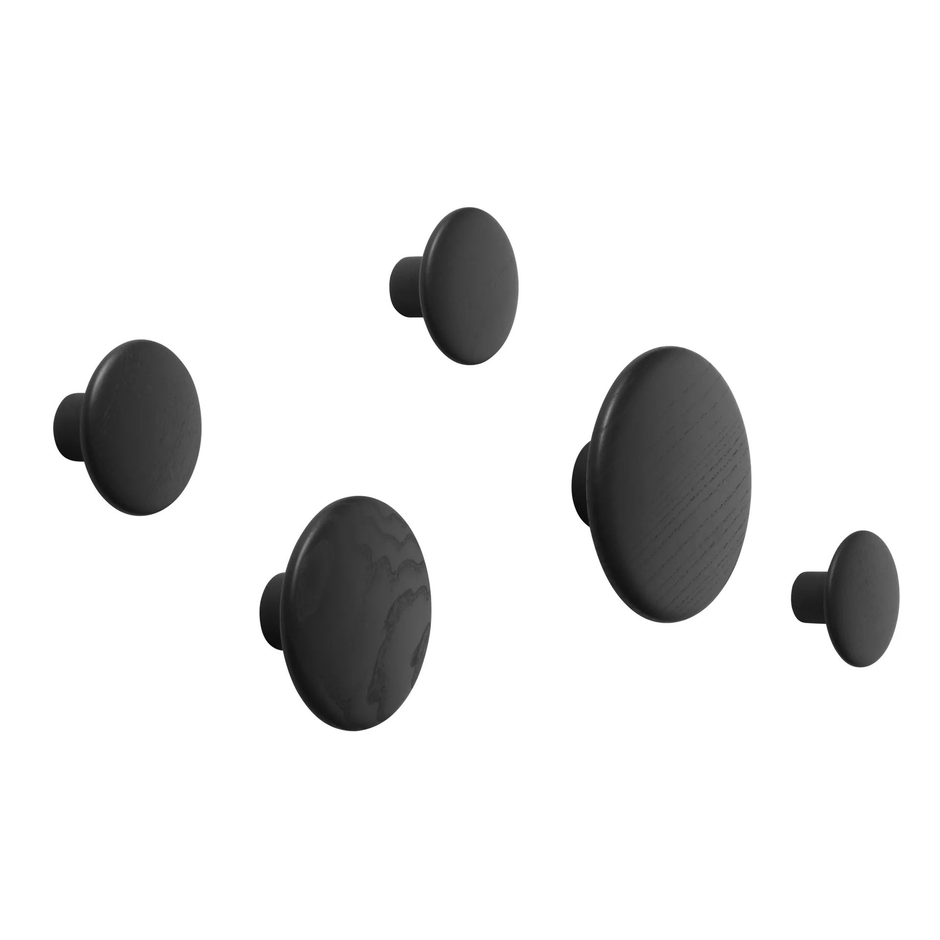 Patère The Dots - lot de 5, noir frêne teinté Muuto