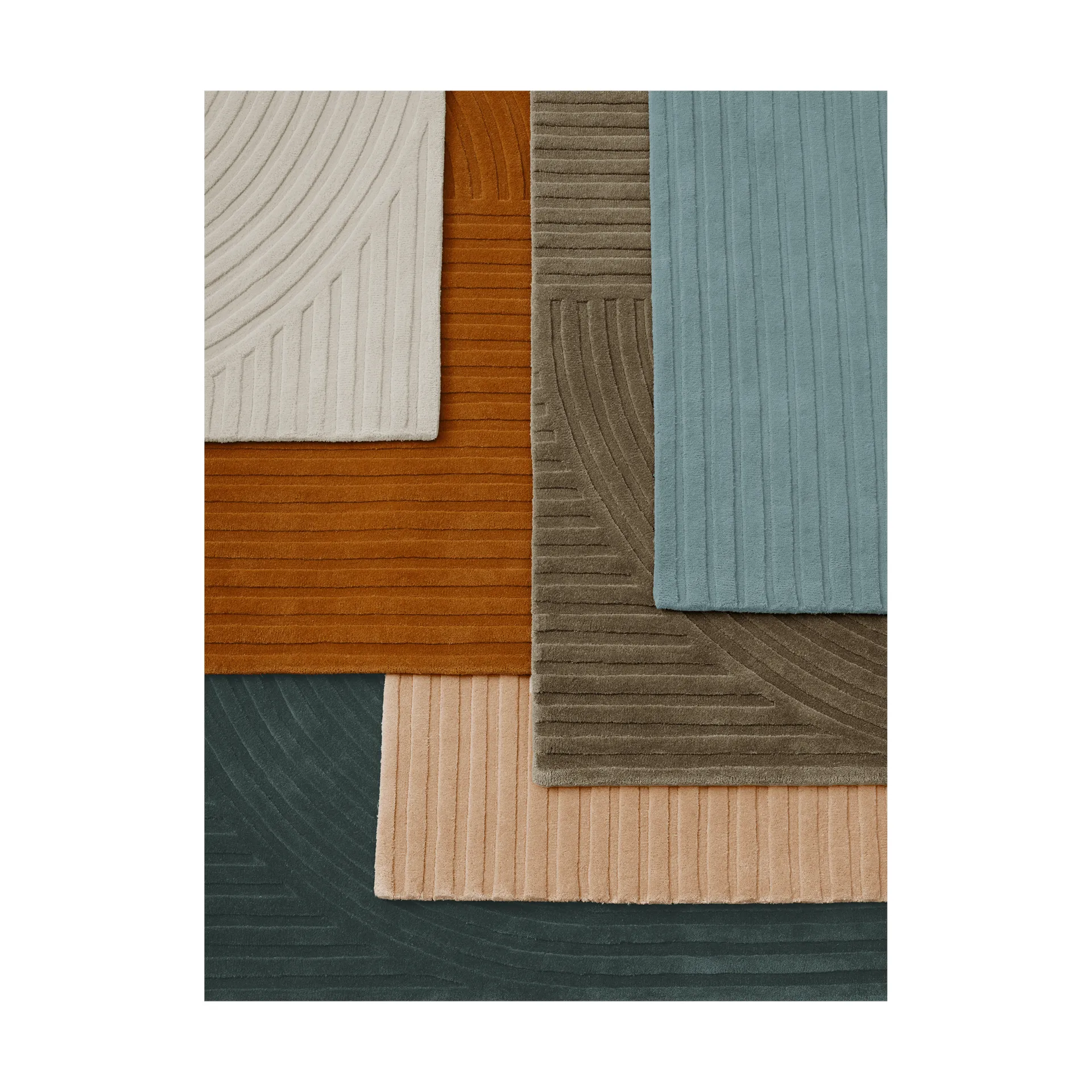 Relevo Rug Quattro tapis en laine, Dark green, 170x240 cm Muuto