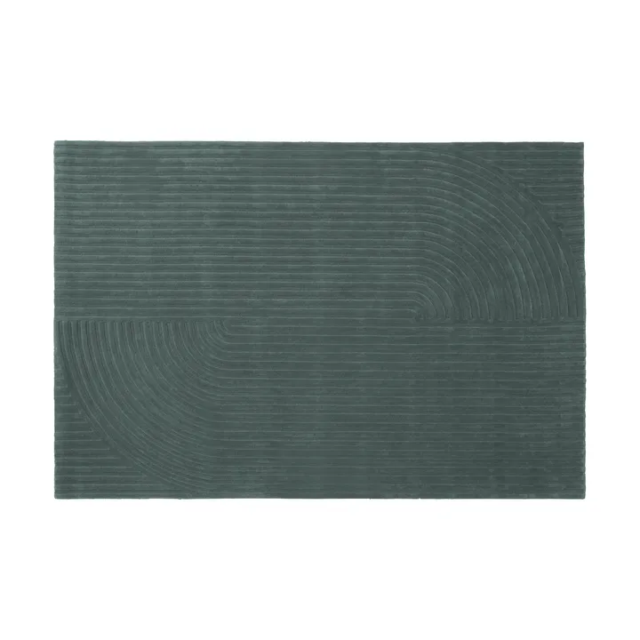Relevo Rug Quattro tapis en laine - Dark green, 200x300 cm - Muuto