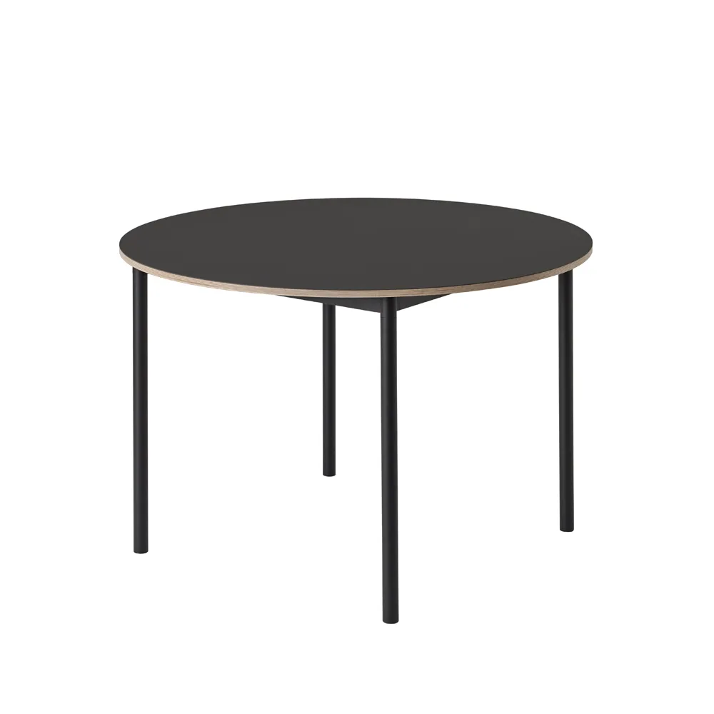 Table à manger Base ronde Ø110 cm, Black linoleum-Plywood-Black
​ Muuto