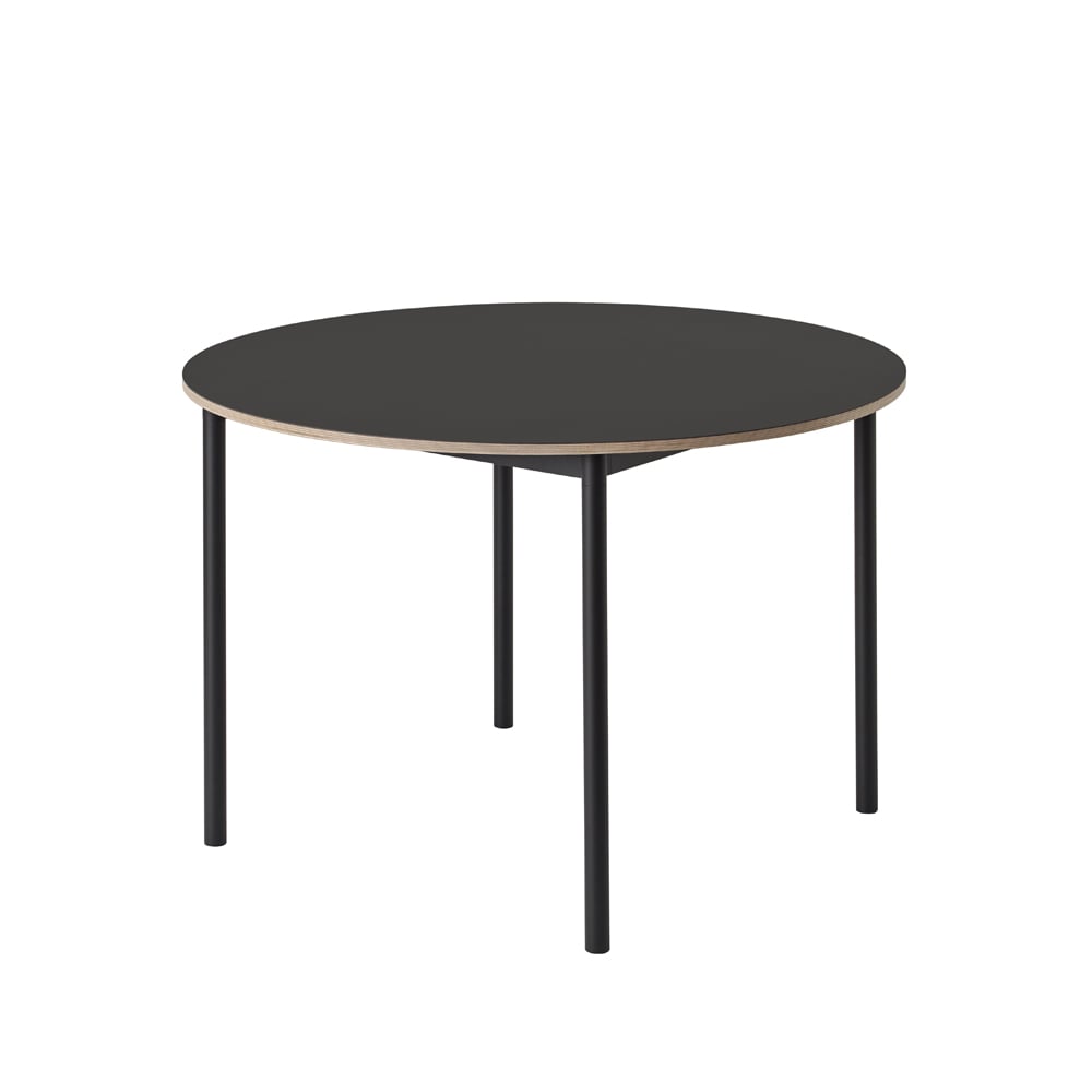 Muuto Table à manger Base ronde o110 cm Black linoleum-Plywood-Black ​