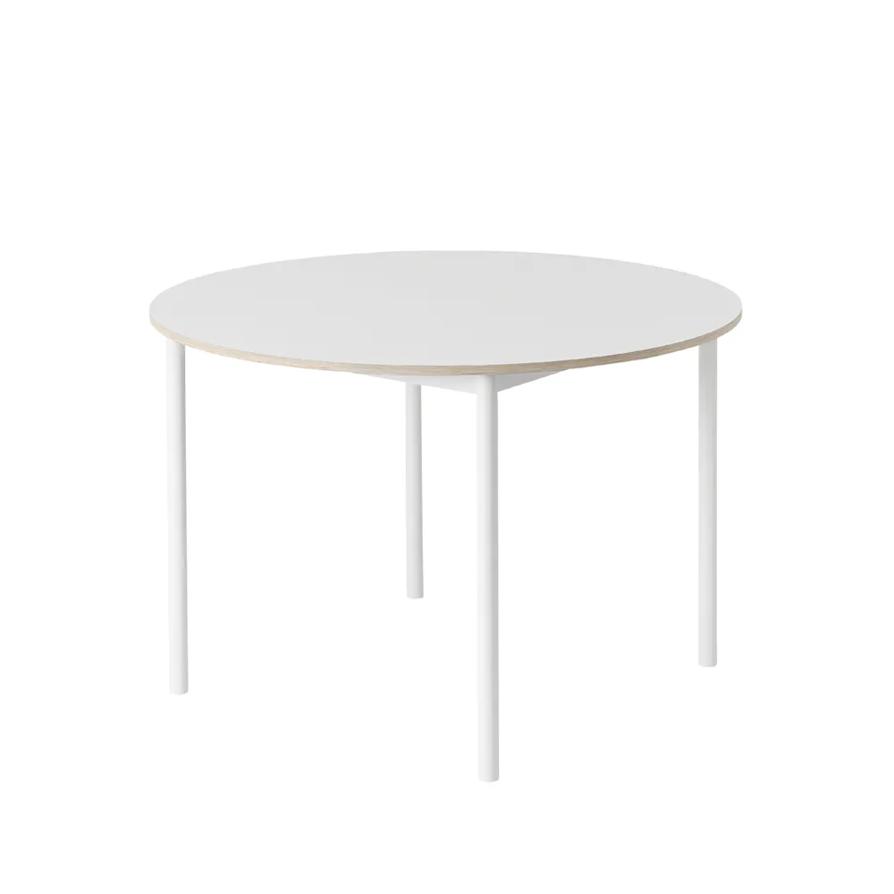 Table à manger Base ronde Ø110 cm, White laminate-Plywood-White Muuto