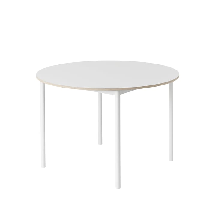 Table à manger Base ronde Ø110 cm - White laminate-Plywood-White - Muuto