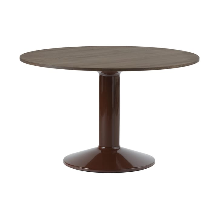 Table à pied central Midst Ø120 cm - Dark Oiled Oak-Dark Red - Muuto