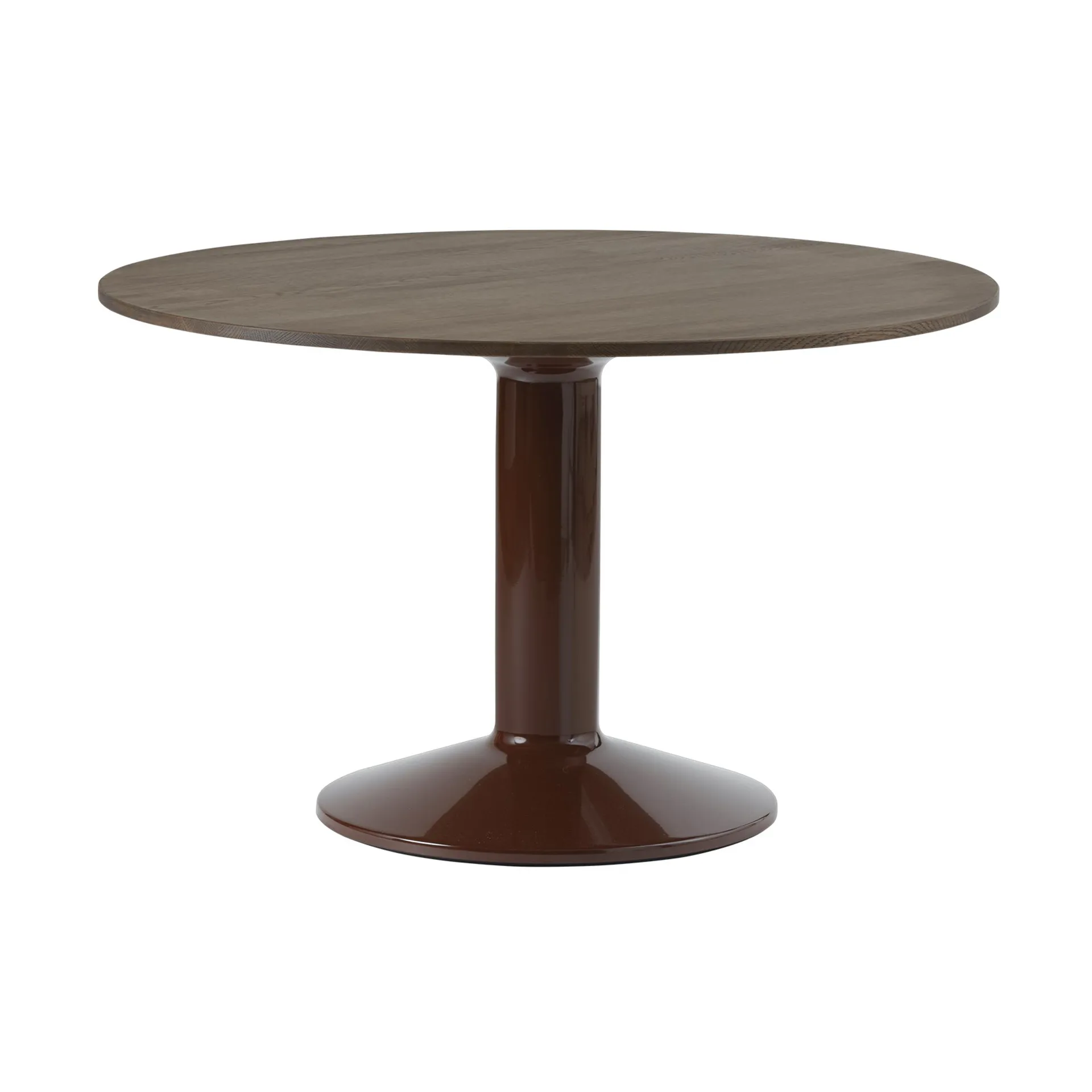 Table à pied central Midst, Dark oiled oak-dark red, Ø120 cm Muuto