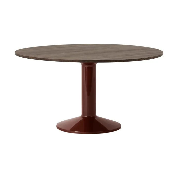 Table à pied central Midst - Dark oiled oak-dark red, Ø140 cm - Muuto