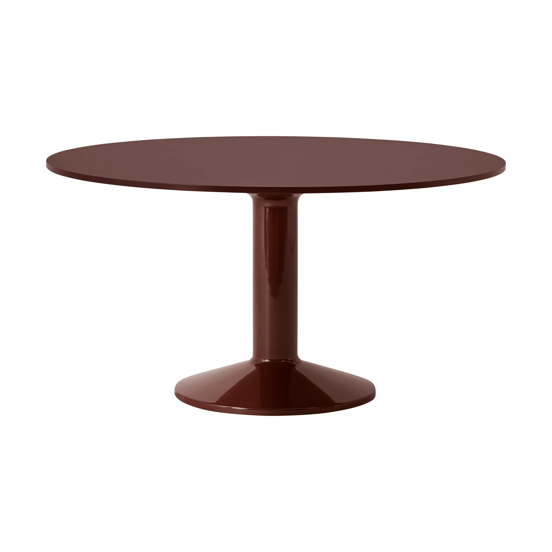 Table à pied central Midst, Dark red linoleum-dark red, Ø140 cm Muuto