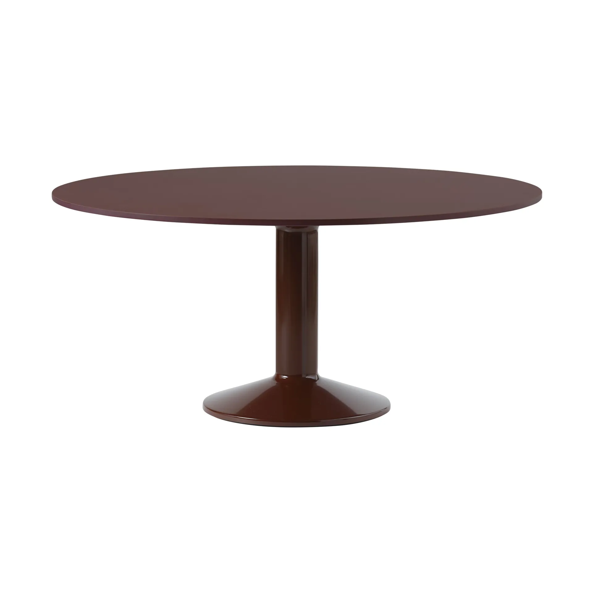 Table à pied central Midst, Dark red linoleum-dark red, Ø160 cm Muuto