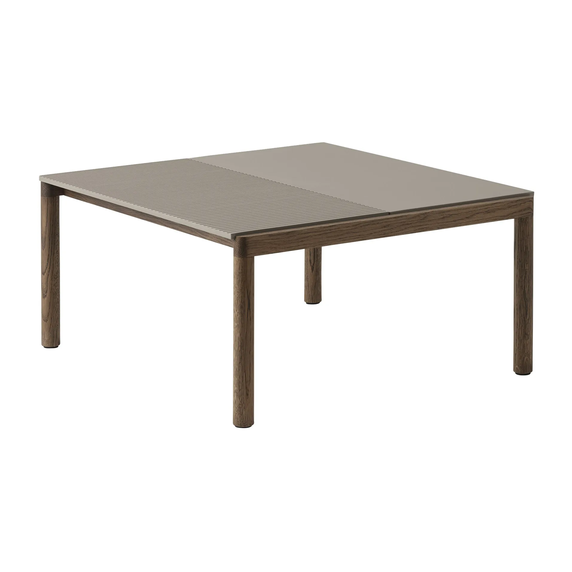 Table basse Couple 1 Plain-1 Wavy 80x84x40 cm, Taupe-dark oiled oak Muuto