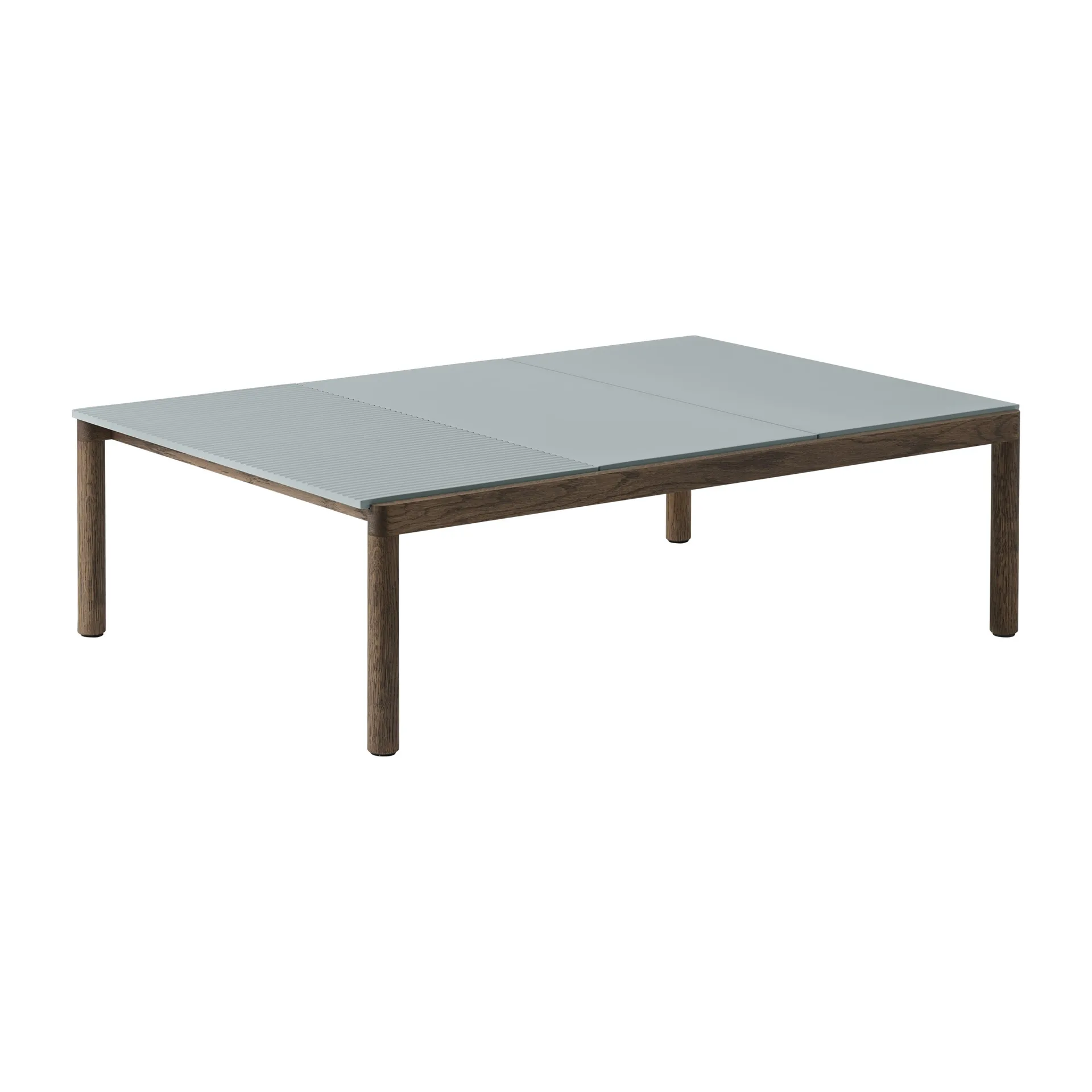 Table basse Couple 2 Plain-1 Wavy 120x84x35 cm, Pale blue-dark oiled oak Muuto
