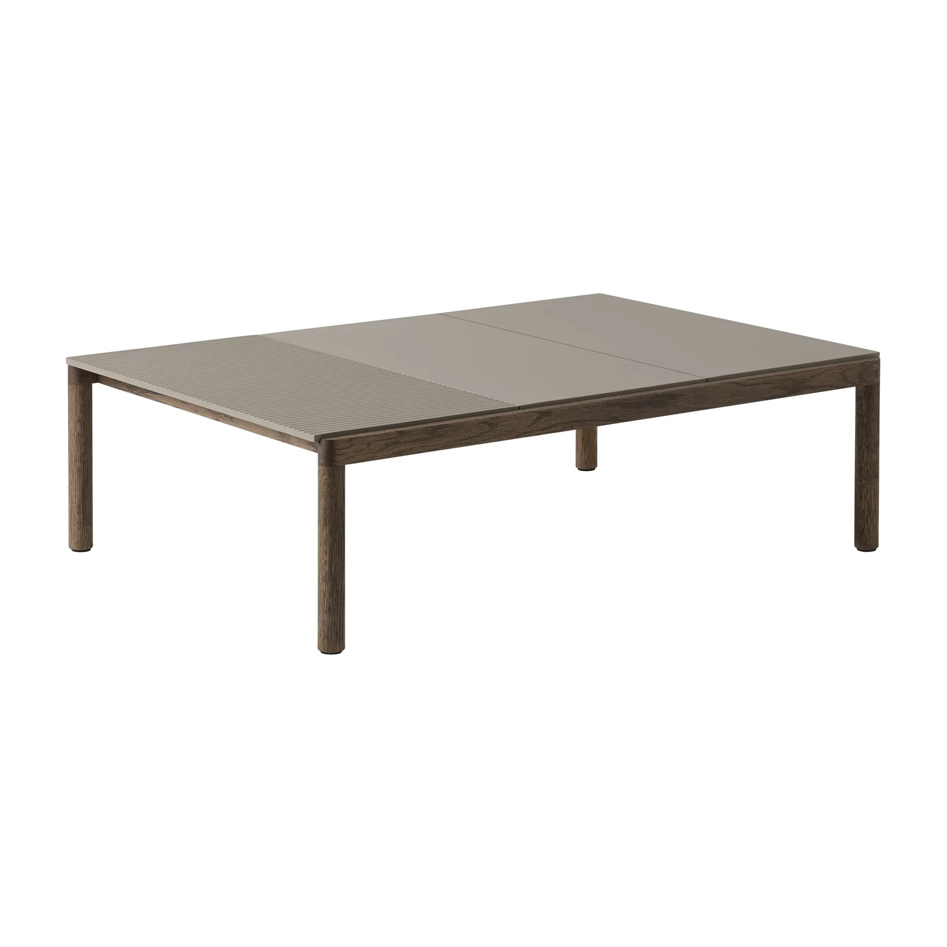 Table basse Couple 2 Plain-1 Wavy 120x84x35 cm, Taupe-dark oiled oak Muuto