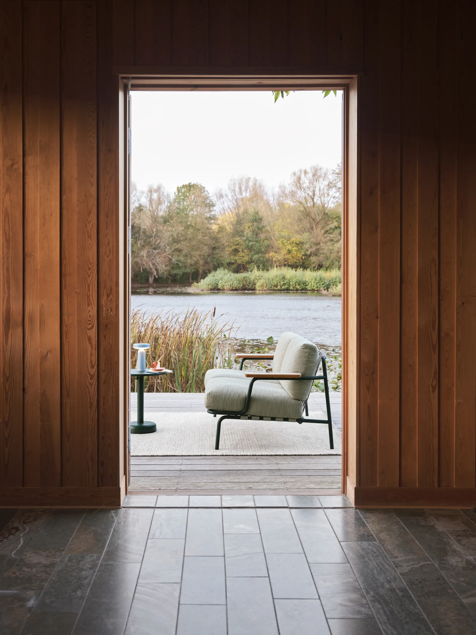 Table basse Linear Steel, Dark green, Ø42x47 cm Muuto