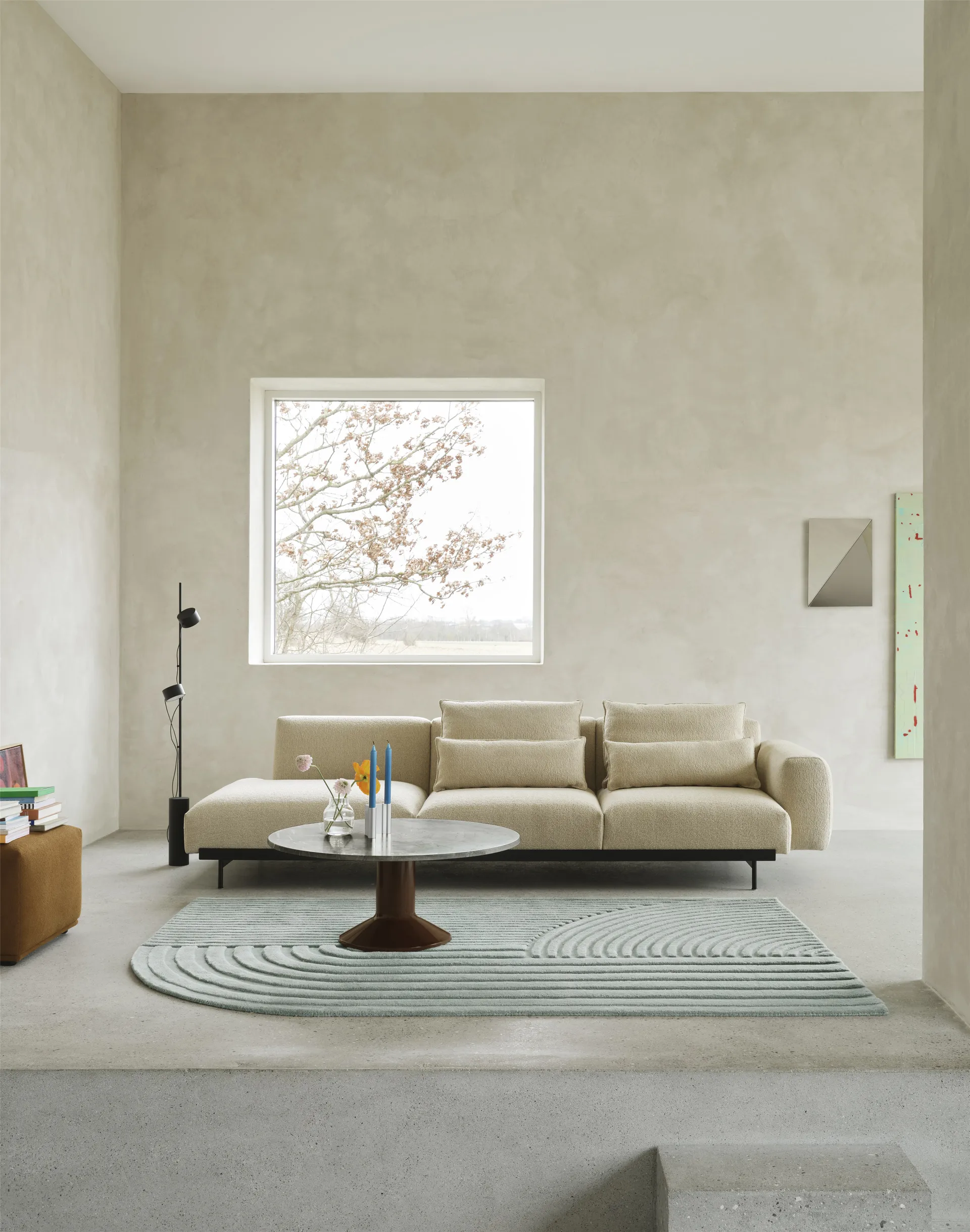 Table basse Midst, Grey marble-dark red, Ø90 cm Muuto