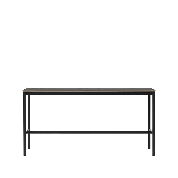 Table de bar Base High - black linoleum, structure noire, bord en contreplaqué, l50 L190 H95 - Muuto
