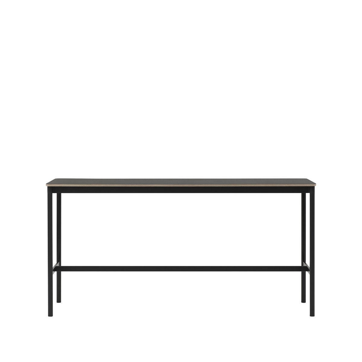 Muuto Table de bar Base High black linoleum, structure noire, bord en contreplaqué, l50 L190 H95