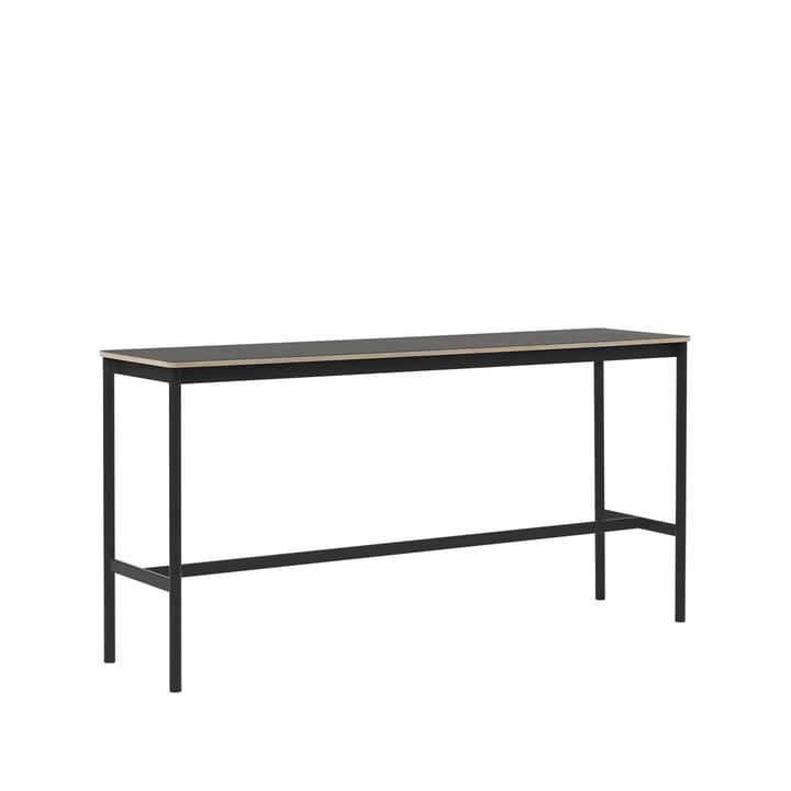 Table de bar Base High, black linoleum, structure noire, bord en contreplaqué, l50 L190 H95 Muuto