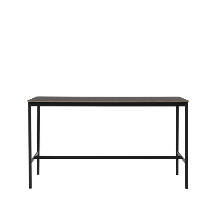 Table de bar Base High - black linoleum, structure noire, bord en contreplaqué, l85 L190 H105 - Muuto