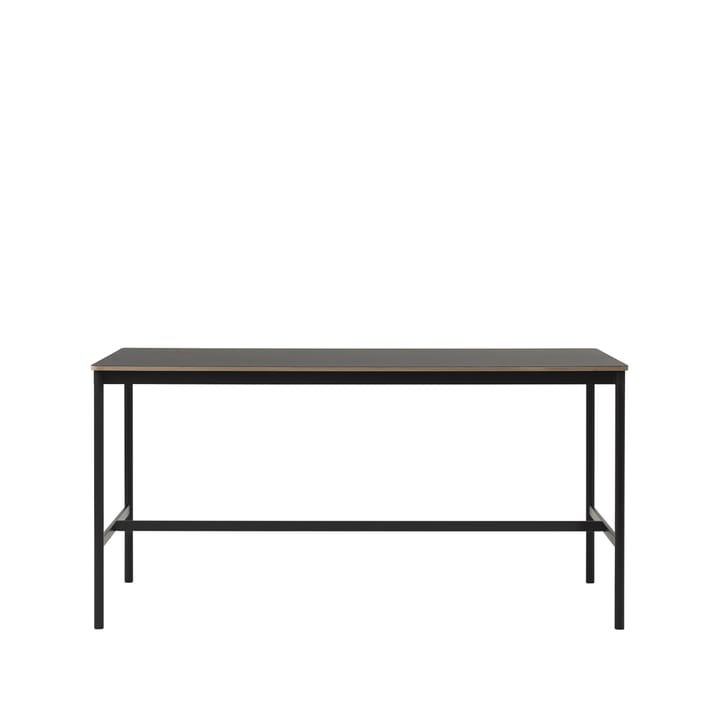 Table de bar Base High - black linoleum, structure noire, bord en contreplaqué, l85 L190 H95 - Muuto